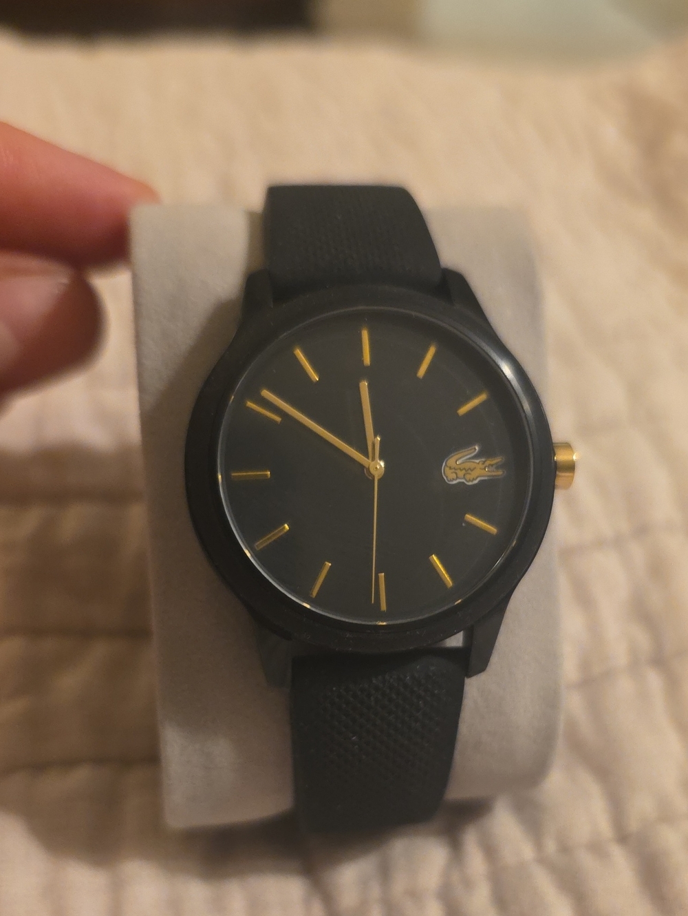 Lacoste Black Watch with Gold Accents